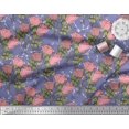 thumbnail image 3 of Soimoi Tissu Poly Georgette Imprimé Feuilles & Roses au Mètre 42 Pouces de Large, 3 of 3