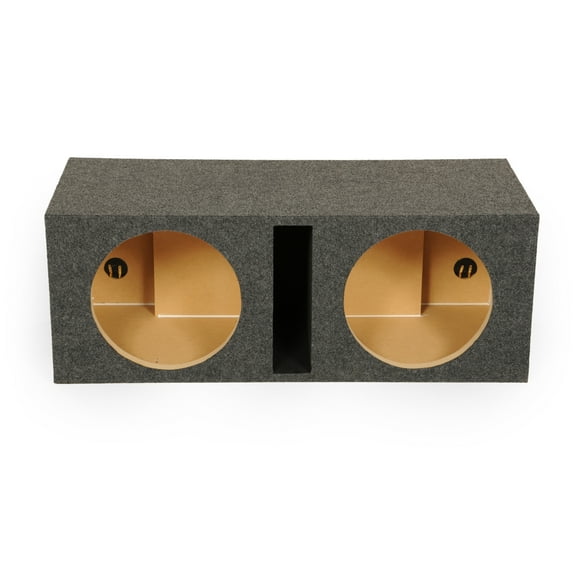 QPower QBASS 10 Inch Dual Car Audio Subwoofer Enclosure Box w/ Slot Port Vent, Charcoal