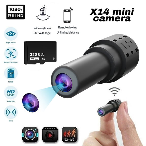 WIKCOVER 1080P HD Mini Camera with 32GB SD Card Motion Detection Night Vision Indoor Outdoor Security Camera with Easy Installation