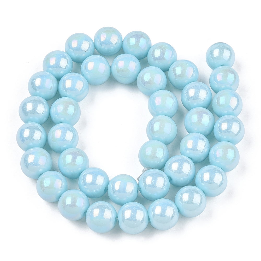 20strands Electroplate Opaque Glass Beads Strands AB color Round Light Blue 9.5~10mm Hole: 1.5mm about 40~42pcs/strand 14.76~15.12 inch(37.5~38.4cm)