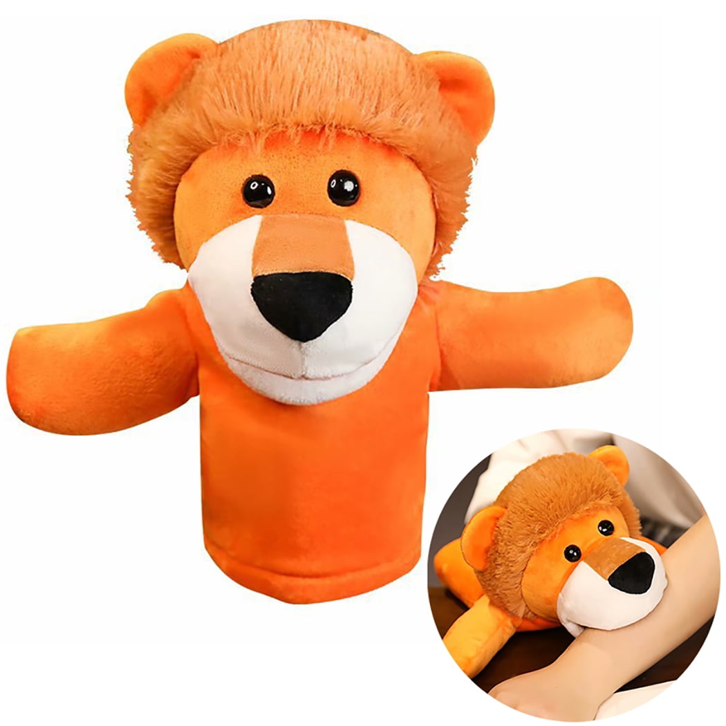 Children Lion Hand Puppet Story Telling Realistic Plush Puppet Animal