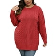 thumbnail image 3 of AGWOLF Cable Knit Sweaters for Women Plus Size Crewneck Pullover Tops Long Sleeve Chunky Jumpers Soft Cozy Warm Sweater L, 3 of 7