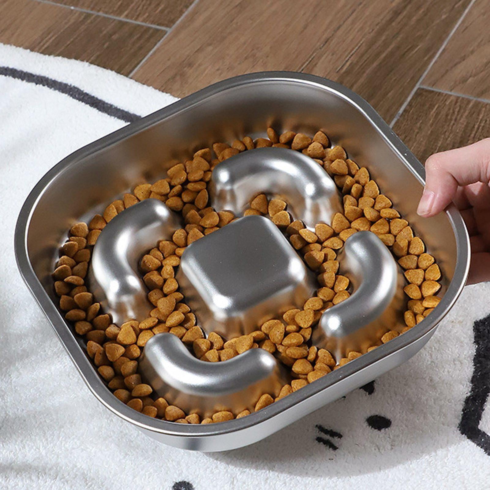 BOKYAN Stainless Steel Slow‑Feeder Dog Bowl – Anti‑Slip, 3‑Cup Capacity, Dual‑Sided for Healthy Eating, Dishwasher Safe