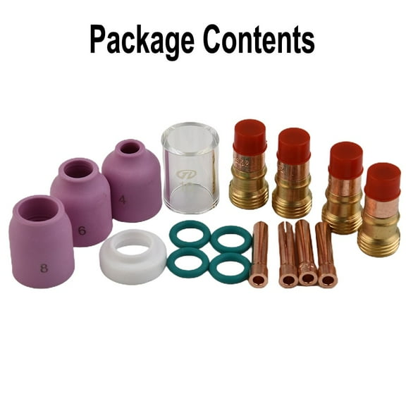 18Pc Tig for Stubby Gas Lens Ceramic Nozzle  Heat Cup Kit Wp17/18/26 2.4Mm 3/32Inch