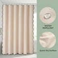 thumbnail image 4 of Unique Bargains Boho Wavy Trim Shower Curtain Sets with 12 Hooks Beige 72"W x 72"L, 4 of 7