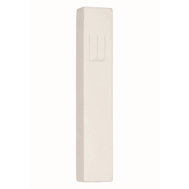 A&S Mezuzot Estuche moderno de hormigón Mezuzah con pergamino fácil de despegar y pegar Mezuza (marfil+espinilla grabada de 6 pulgadas)