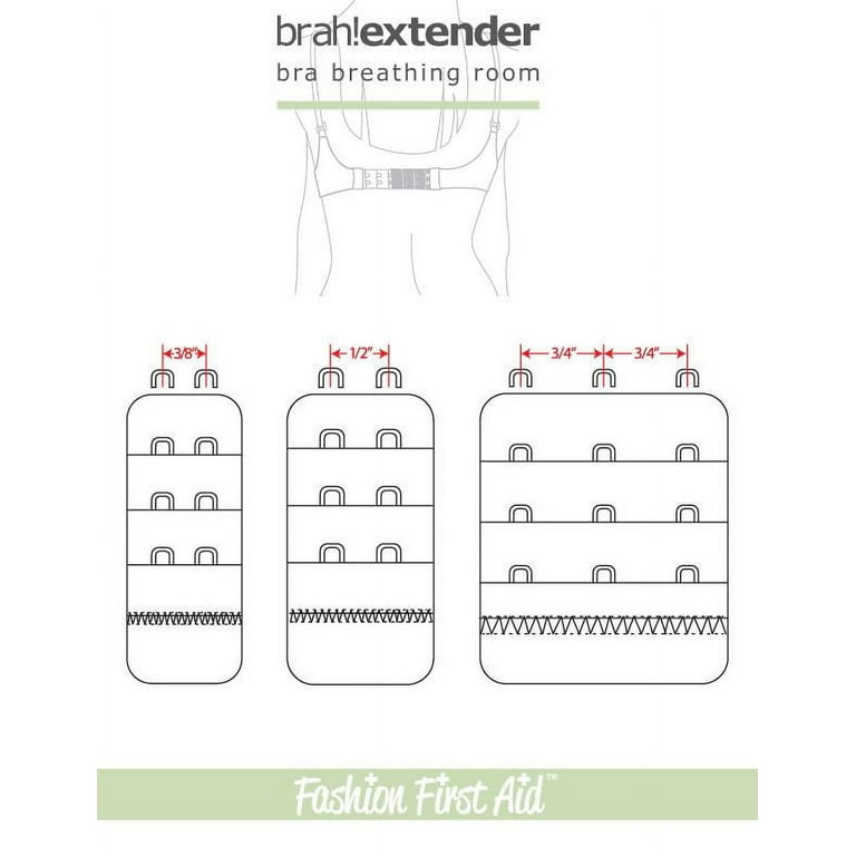 Brah! Extender: 2 hook Narrow Bra Band Extension, 3 Pack (White, Beige,  Black) 