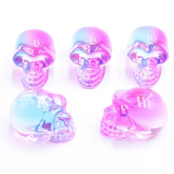 HOOUN 5pcs Blue Pink Multicolor Skull Crystal Ornaments Halloween Charak Reiki