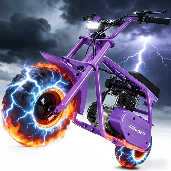 Upgrade 99cc Gas Powered Mini Dirt Bike,21MPH Off-Road Motorcycle for Kids and Adults by Arshin,200 Lbs Capacity,Disc Brakes,Rear Suspension,As Gifts for Kids(Purple)