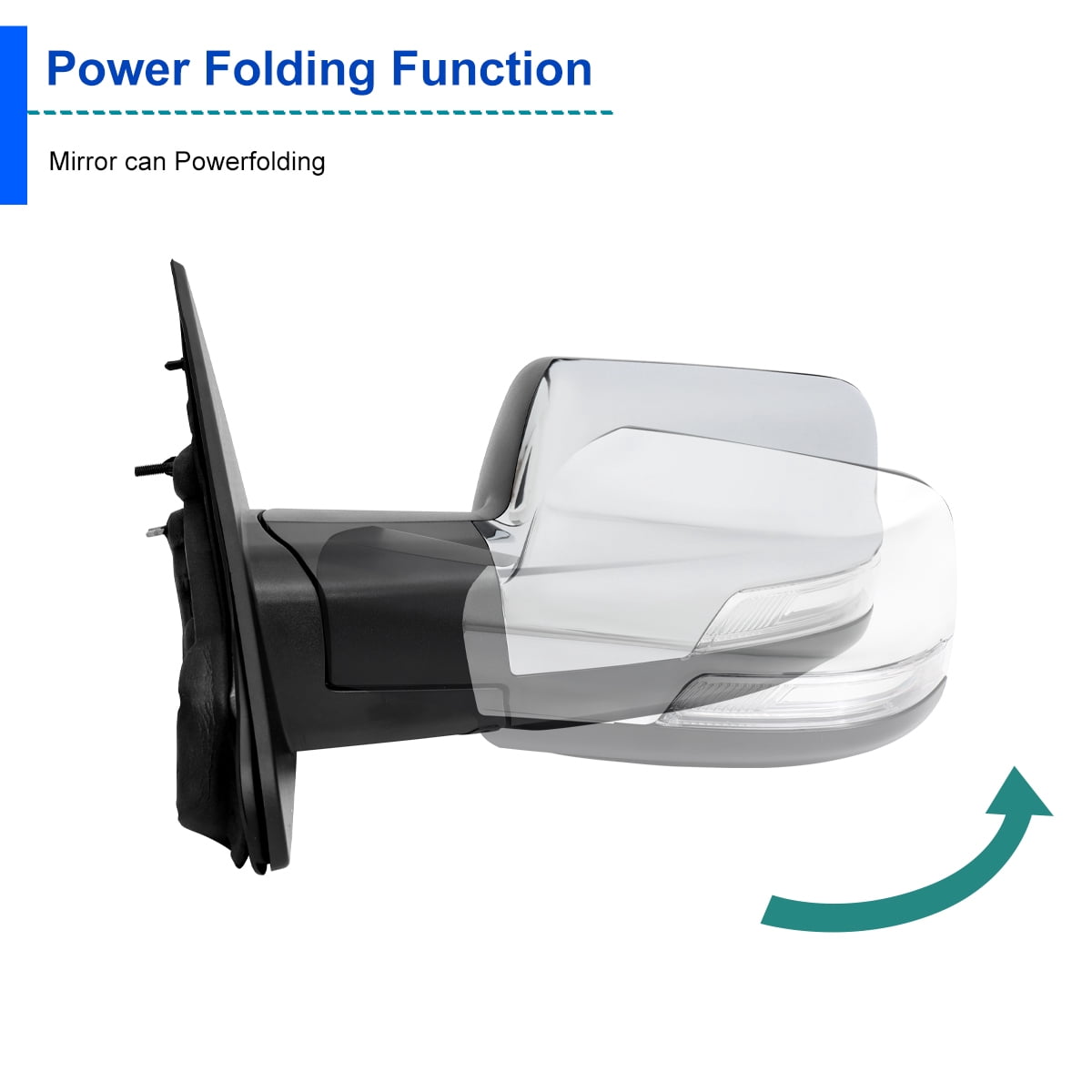 Spec-D Tuning Chrome Power Fold Heated + Puddle + Blind Spot Monitor Left Driver Side Mirror Compatible with 2019-2024 Ram 1500, Left + Right Pair