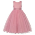 thumbnail image 2 of Uhnice Flower Girl Dress Satin V-Back Ball Gown for Wedding Party with Bowknot (Pink, 4-5T/110), 2 of 7
