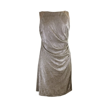 Lauren Ralph Gold Sleeveless Metallic Bead Trim Cowl Back Lauren Ralph Gold Sleeveless Metallic Bead Trim Cowl Back Dress 14