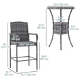thumbnail image 2 of 3-Piece Grey Rattan Patio Bar Set with Ice Bucket | Outdoor Bistro Table & Stools for Living Space & Entertaining, 2 of 7
