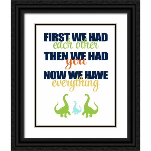 Robinson, Tamara 20x24 Black Ornate Wood Framed with Double Matting Museum Art Print Titled - Dinosaur Family
