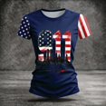 thumbnail image 6 of Domzest 9/11 25th Anniversary Shirt Womens Never Forget Patriotic American Flag Shirt Short Sleeve Crew Neck Tee Navy S, 6 of 6