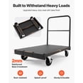 thumbnail image 6 of VEVOR Drywall Cart Dolly, 1800 lbs Load Capacity, 2-in-1 Steel Panel Truck Cart with 5 inch Swivel Casters, 36 x 24 inch Platform Truck with 3 Side Handrails for Factory, Warehouse, Garage, Black, 6 of 9