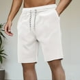 thumbnail image 2 of Men's Casual Shorts Athletic Wear for Men Sheer Shorts Athletic Fit Men Basketball Short Pool for Pt Twill Cu Beach Man Summer Linen Corduroy White L, 2 of 4