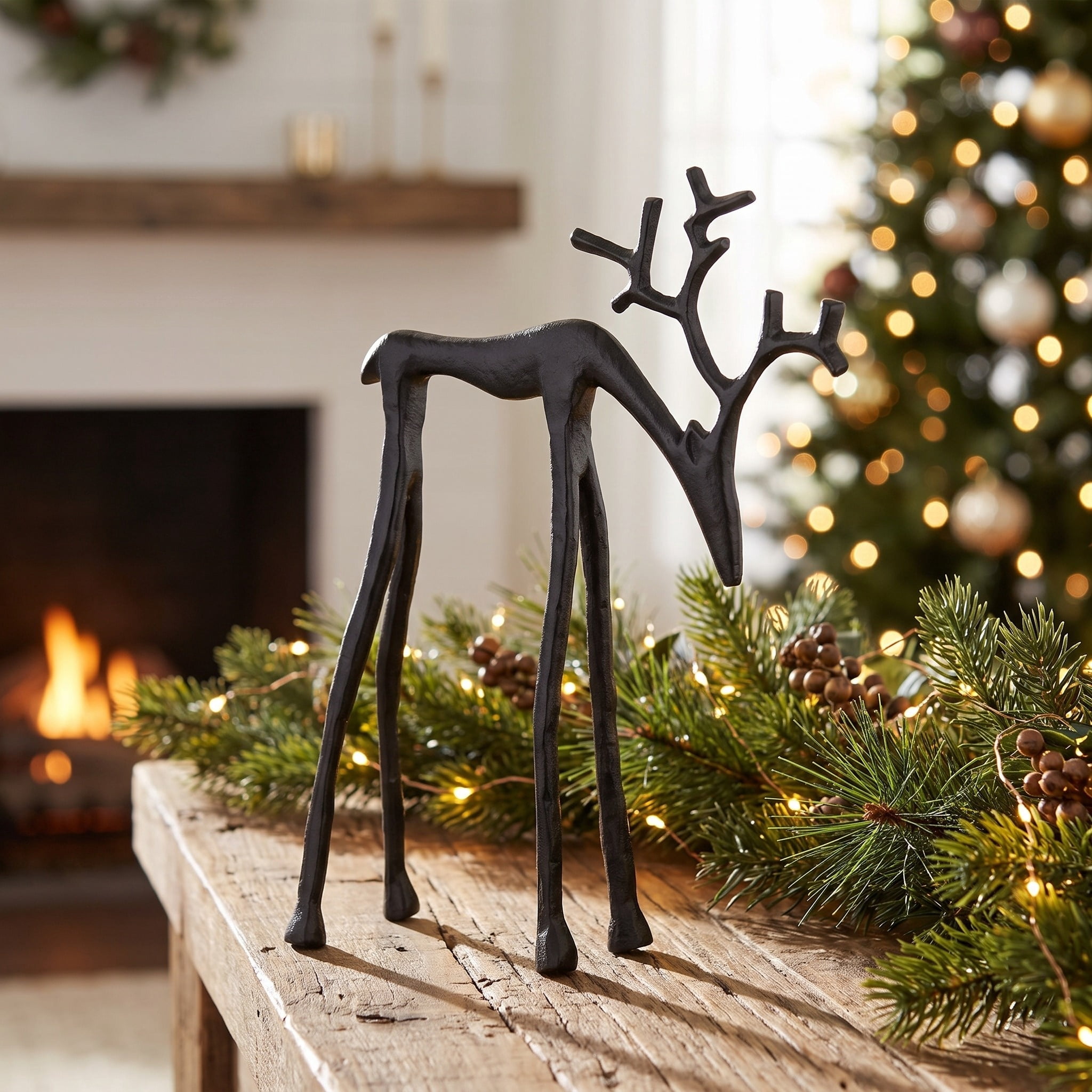 Small Metal Deer Christmas Decoration, Black, 10", by Holiday Time