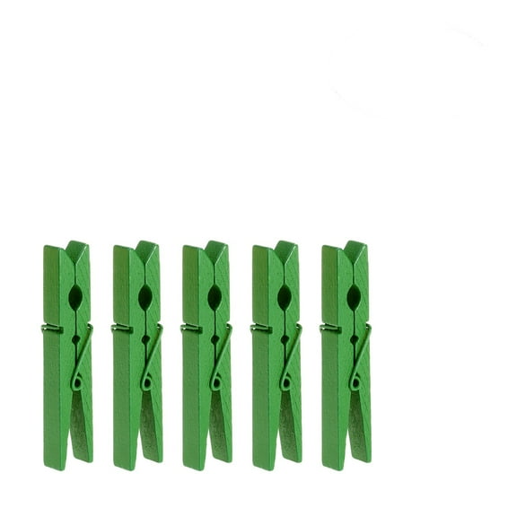 TOYMYTOY 25Pcs Green Wooden Clips Clothes Pins for Home Laundry Use