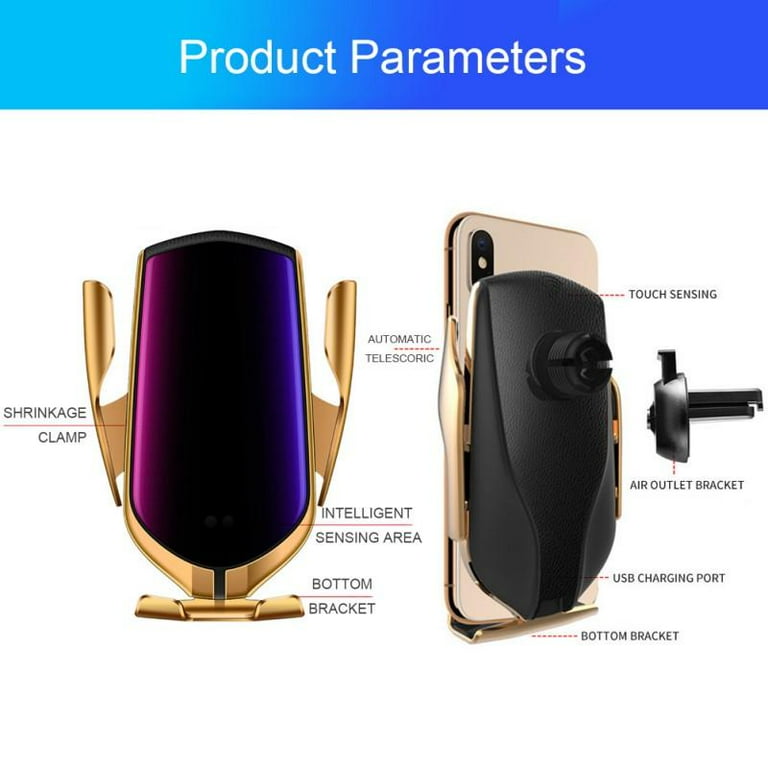 Wireless Car Charger 10W Qi Fast Charging Auto-Clamping Car Mount Air Vent Phone Holder Compatible with iPhone11/11Pro/11ProMax/XSMax/XS/XR/X - Walmart.com