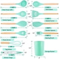 thumbnail image 3 of CNKOO X  Silicone Kitchen Utensil Set 12PCS with Holder Heat-Resistant Silicone Cooking Utensil Set Non Toxic Safe Cooking Tools Wooden Handles Cookware For Home BPA-Free Dishwasher Safe, 3 of 4