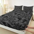 thumbnail image 3 of Manfei Magic Dragon Animal Twin Sheet Sets, Hippie Damask Flower Print Twin Fitted Sheet, Western Tribal Boho Flat Sheet, Super Cozy Room Decor, 3-Piece, 3 of 7