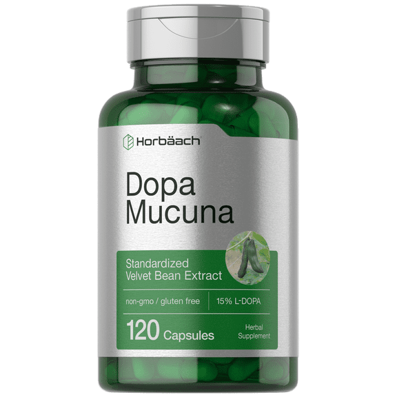 Dopa Mucuna | 120 Capsules | Velvet Bean Extract | Non-GMO & Gluten Free Herbal Supplement | by Horbaach