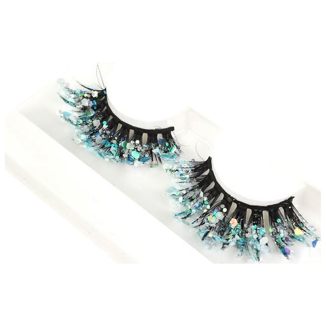 Decodeary 2 Pcs Style de Vacances avec Cils Pailletés avec Paillettes Professionnel Q-12