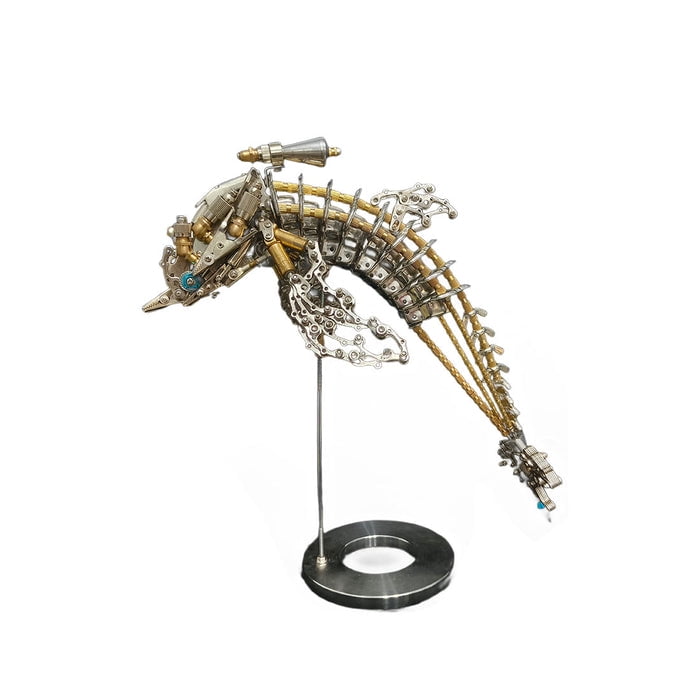 3D Metal Puzzle Mechanical Dolphin Model DIY Assembly Kit Steampunk Animal Brain Teaser Creative Handmade Project for Display
