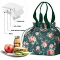 thumbnail image 4 of Pioneer Flower Drawstring Lunch Bag Women - Drawstring Lunch Bag Insulated for Work Office - Stain-Resistant Large Lunchbags for Women with Multi-Pockets, 4 of 6