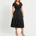 thumbnail image 3 of YuXingFu Spring Dresses for Women Maxi V-Neck Plus Size Womens Dress Short Sleeve Solid Color Long Casual Summer Black S, 3 of 7
