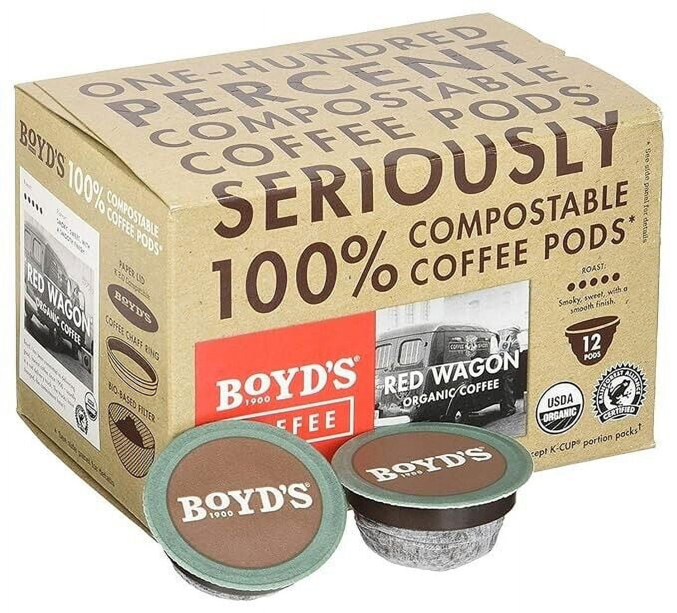 Boyd's Coffee Organic Red Wagon Coffee - Dark Roast - Single serve pods (72 ct)