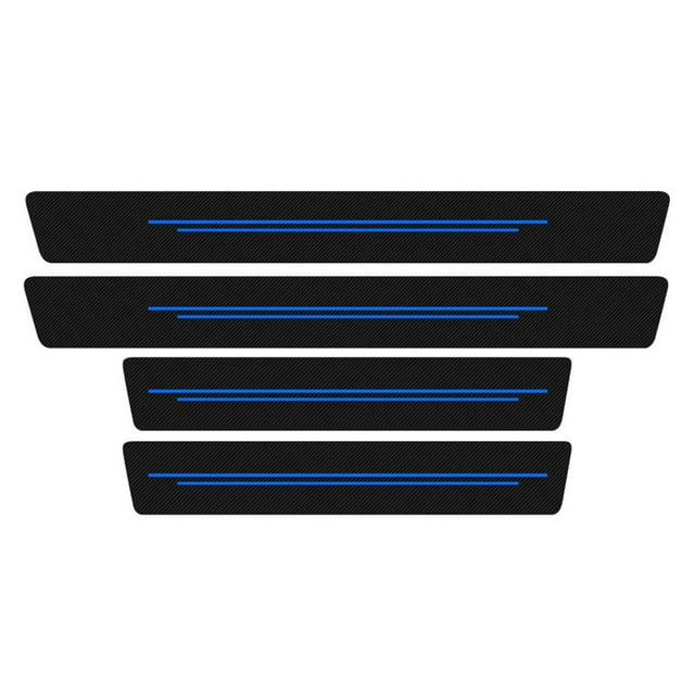 4 PCS Carbon Fiber Car Door Sill Protection Strip Sticker Tough