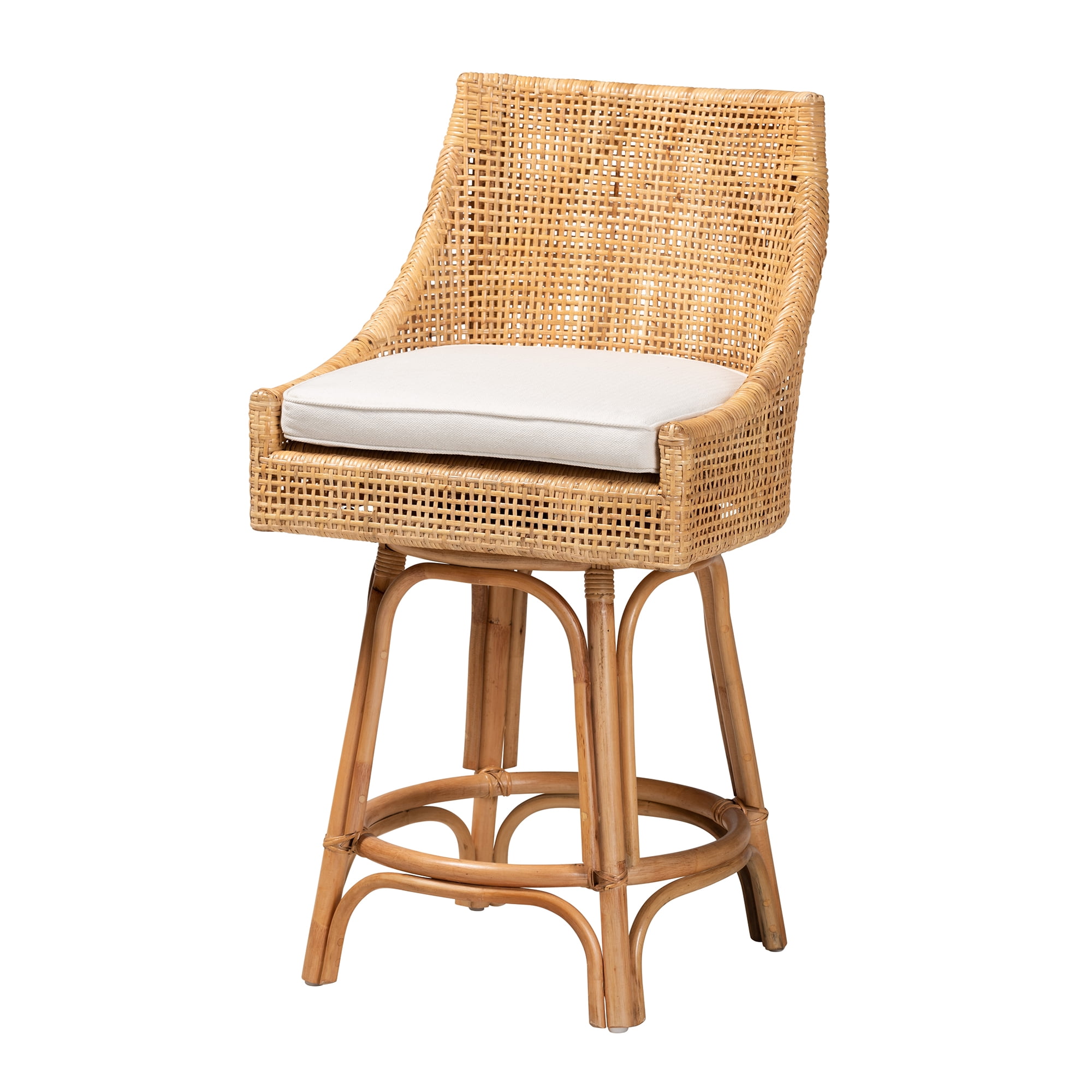 bali & pari Bella Rattan BOHO Counter Stool, Natural Brown