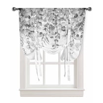Gray Eucalyptus Tie Up Curtains for Kitchen Bathroom Bedroom Windows 45 Inch Length, Spring Summer Botanical Floral Leaves Country Balloon Drape Curtains Shade Rod Pocket Curtain Panel, 42"x45"