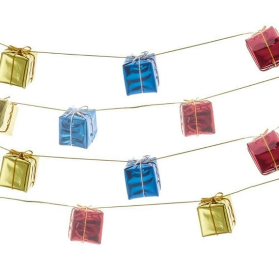 Kurt S. Adler 72 11-Piece Present Garland  Festive Christmas Holiday Decor Garland with Multicolor Wrapped Gift Boxes for Tree, Mantel, Banister, Wall & Party Decoration