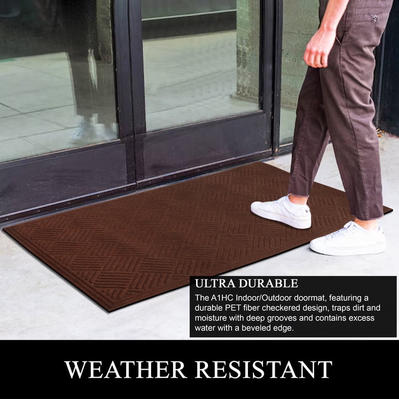 A1HC New Durable and Versatile Polypropylene Rubber Door Mat All Weather Inside Outside Door Mat Easy to Maintain for Entrance Back Doors, Patio, Garage 36" x 60"