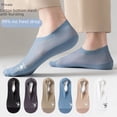 thumbnail image 2 of Calcetines de barco para hombre, de verano, finos, de seda helada, invisibles, de algodón puro, transpirables, absorbentes del sudor, con tacón anticaída, de malla poco profunda para hombre, 2 of 6