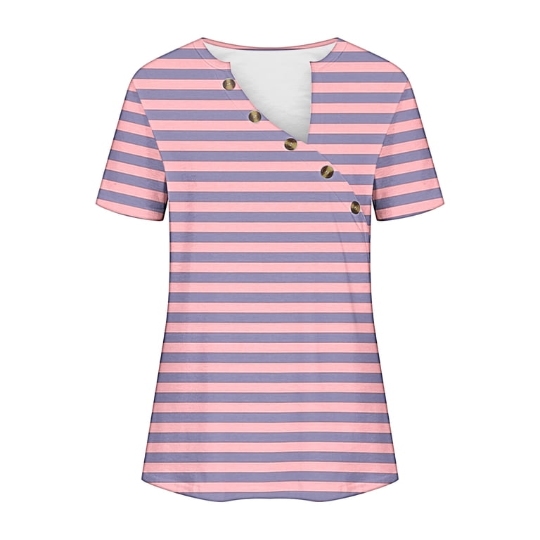 Zekutng Womens Tops Short Sleeved Daily Casual Printed V-neck