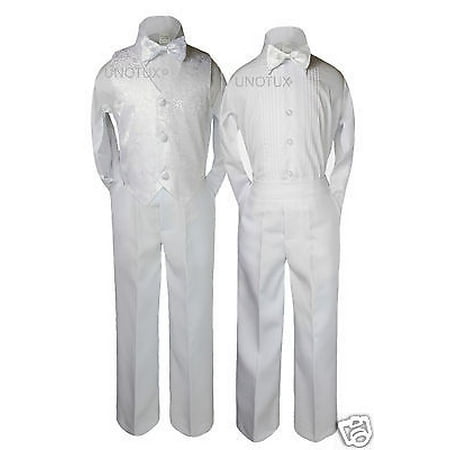 

4pc Baby Boys Toddler Baptism Formal Wedding Party Vest Set Bow Tie Suits S-20