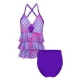 thumbnail image 2 of YONGHS Kids Girls Mermaid Swimsuit 2PCS Bikini Summer Bathing Suit Tankini Tops with Bottoms A Purple 8, 2 of 7