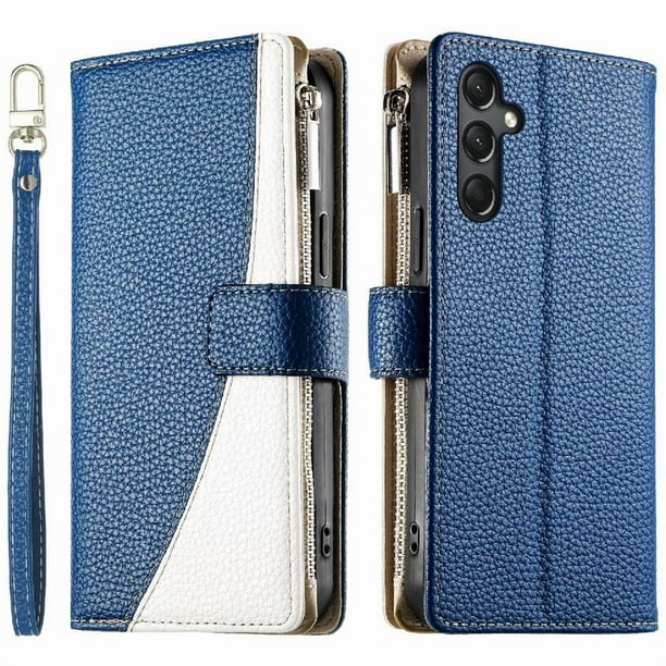 Funda cartera GANGXUN para Samsung Galaxy A24 4G , cuero PU con tarjetero, cremallera, correa de mano, soporte y protección 1126°