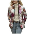 thumbnail image 6 of adviicd Womens Puffer Jacket Vintage Floral Printed Quilted Y2k Patchwork Coat Fall Fashion Clothes (Light Pink, XL), 6 of 9