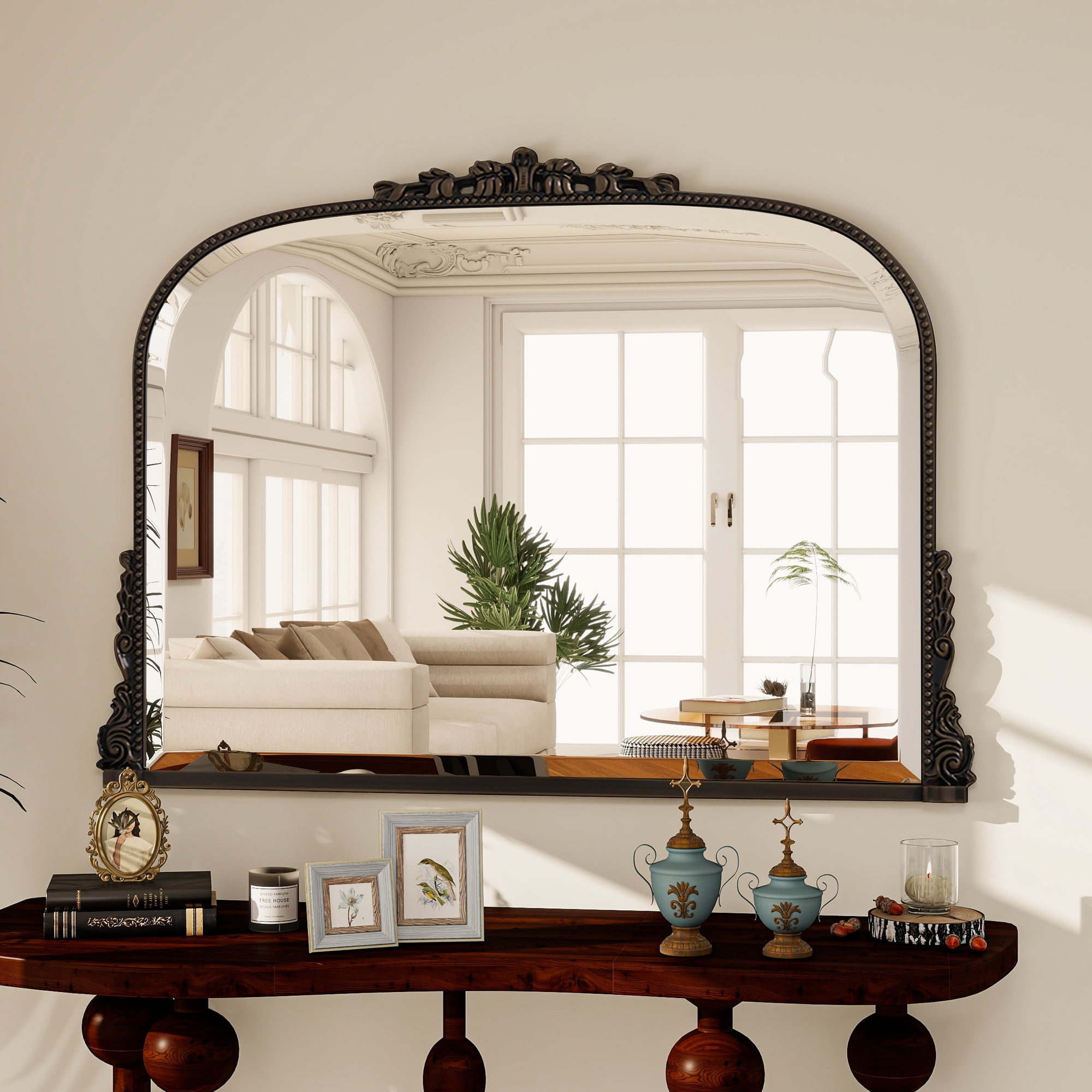 GRAHMCY 44"x 32" Bathroom Mirror Arched Vanity Mirror Decor Wall Mirror Vintage Mirror, Antique Bronze