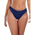 thumbnail image 1 of Ocean Blues Women's High Leg Bikini Bottom Mid Rise Swim Bottom Cheeky Navy Blue Bathing Suit Bottom, Size M, 1 of 7