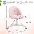 thumbnail image 2 of Silla VINGLI de felpa teddy, sin brazos, giratoria y con ruedas, rosa, 2 of 9