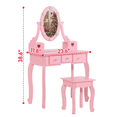 thumbnail image 3 of Hassch 23.6" Small Makeup Vanity Desk with Lights and Mirror, Dressing Table with Stool and 5 Drawers for Bedroom, Pink, 3 of 6