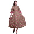 thumbnail image 1 of Bimba Robe Chemise Mi-Mollet à Manches Retroussables Imprimé Feuilles pour Femmes - Très Petit, 1 of 3