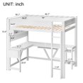 thumbnail image 4 of Full Size Gaming Loft Bed Frame with Desk and Charging Station, Wooden Loft Bed with LED Lights and Storage Shelves for Bedroom, Apartment, Dorm, Mattress Not Included, Easy Assembly, White, 4 of 7