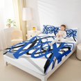 thumbnail image 4 of Erosebridal Blue Black Stripes Sheet Set Full,Geometric Geometry Bedding Sets Full Size,Abstract Aesthetic Art Full Sheet Sets,Super Cozy Bedroom Decoration,4-Piece, 4 of 7